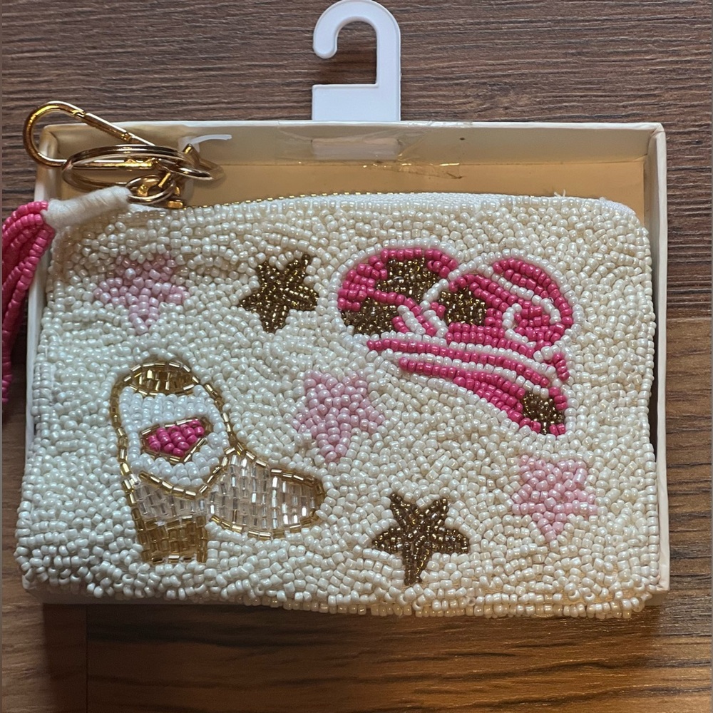 Sincerely Jules Beaded Coin Purse Pink Cowgirl Hat & Boot • NWT • Viral TJ Maxx - Picture 2 of 4